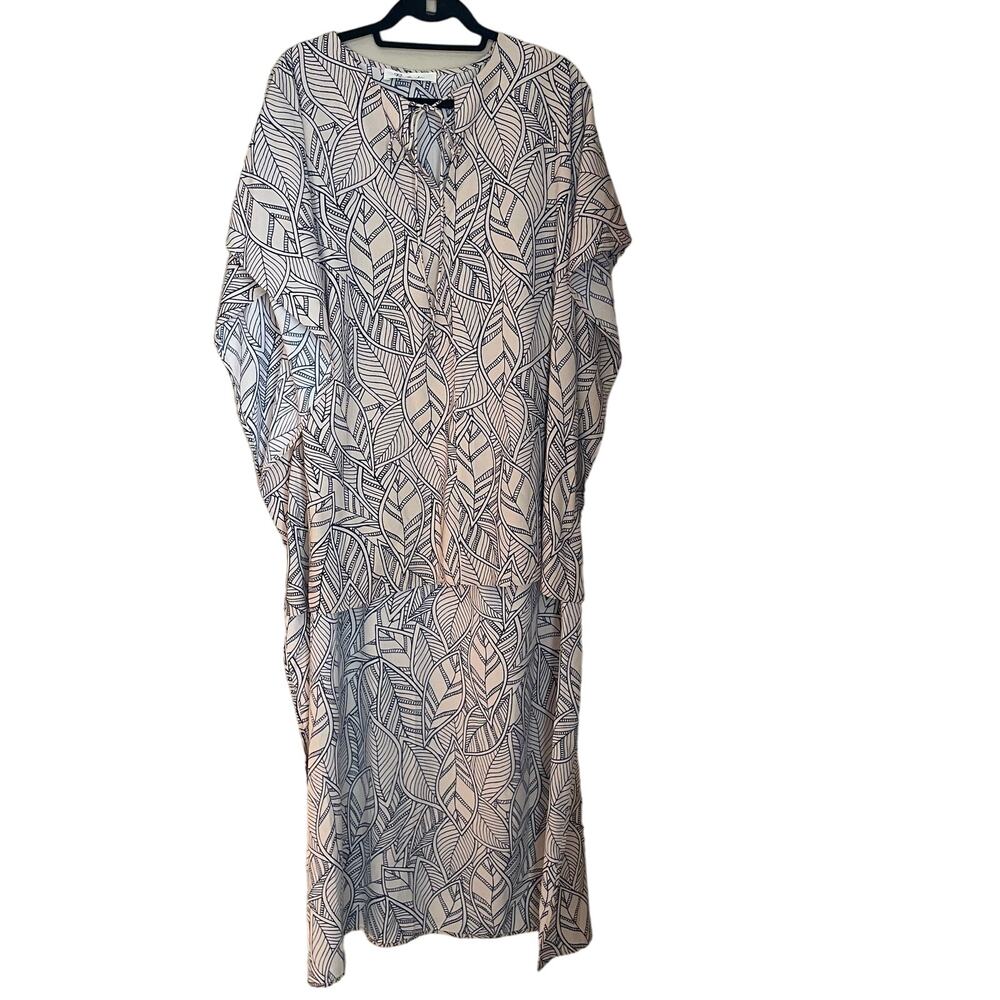 Lyn Burches High Low Caftan Dress Tie Front Womens Size Small Flowy Dress